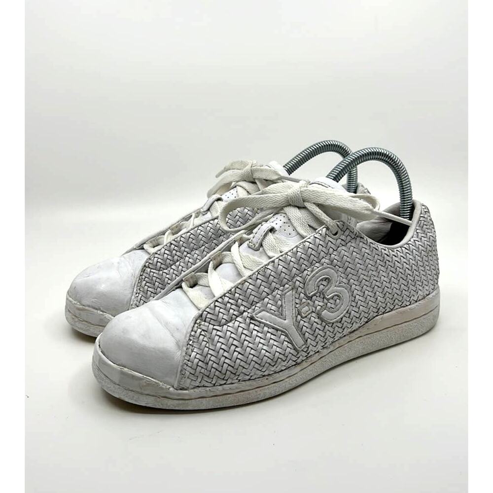 Y-3 Yamamoto Adidas White Leather Woven Sneakers Women's 6 US